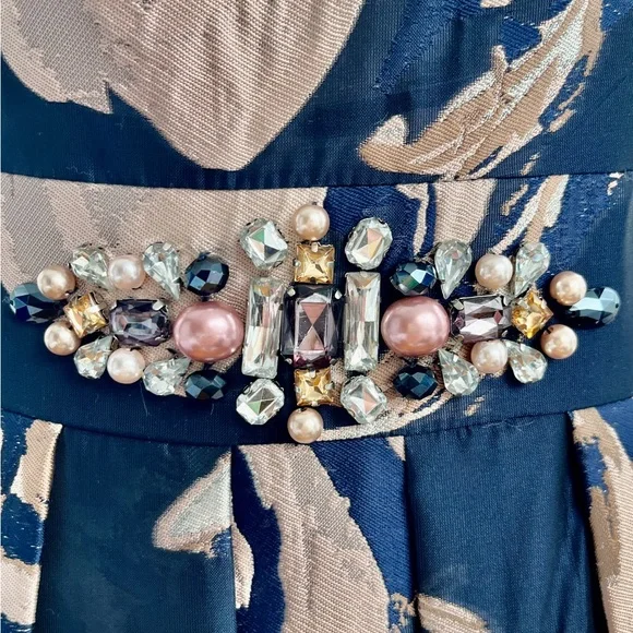 Eliza J Navy and Pale Pink Floral Ball Gown - Picture 4 of 17